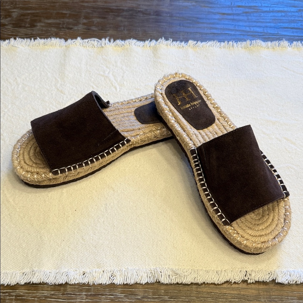 Haute Hippie Tan and Brown Woven Sandals
